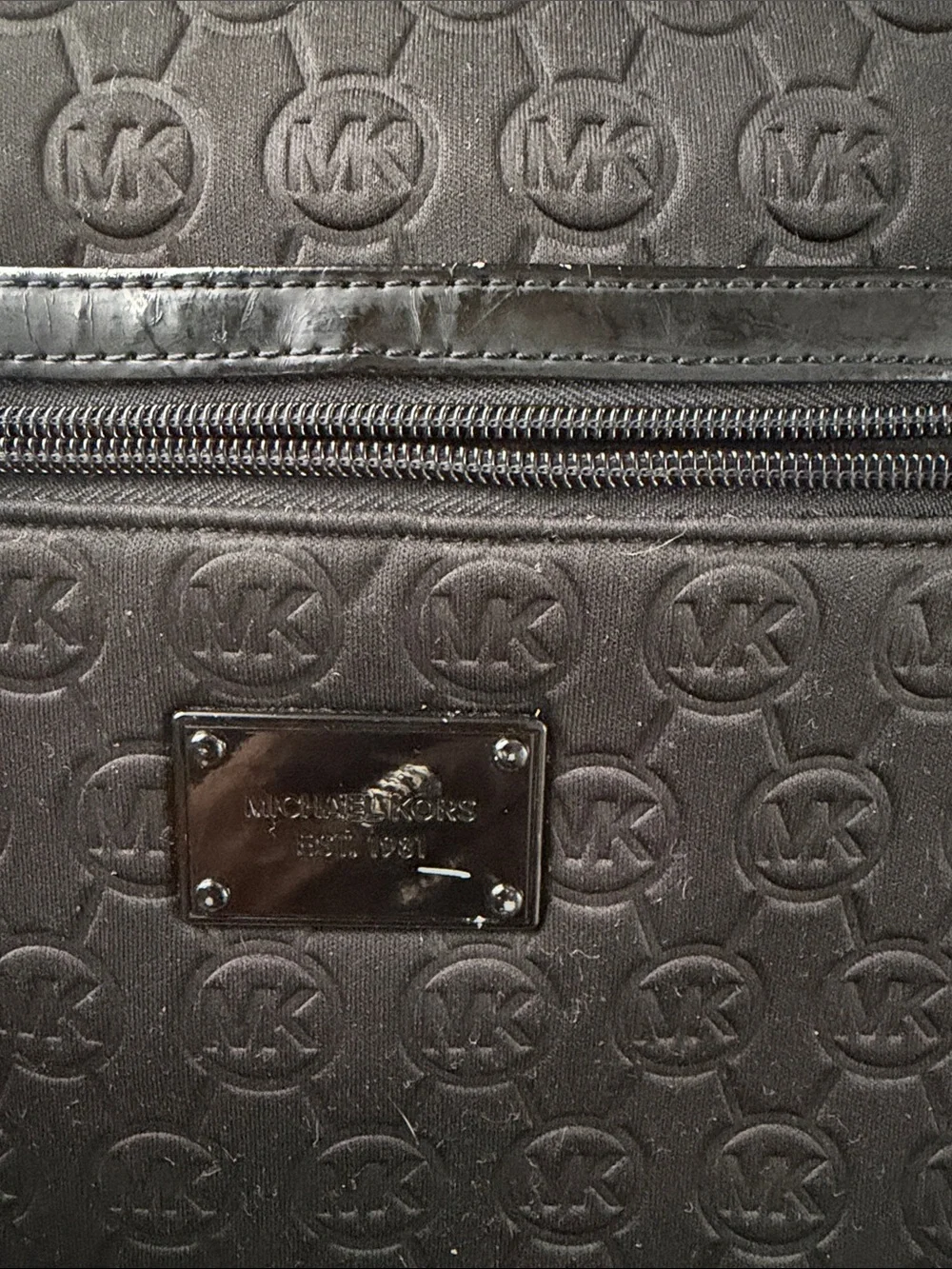 Michael Kors Black Embossed Logo Messenger Bag
